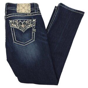 Miss Me Jeans Womens 31 Mid Rise Easy Ankle Skinny Dark Blue 33x29 Stretch Denim